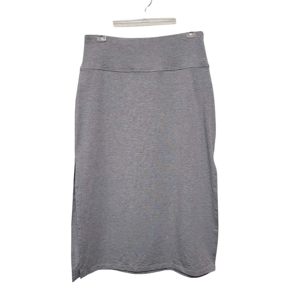 Athleta Gray Knit Midi Skirt Womens Small Stretch Pull On Casual Activewear